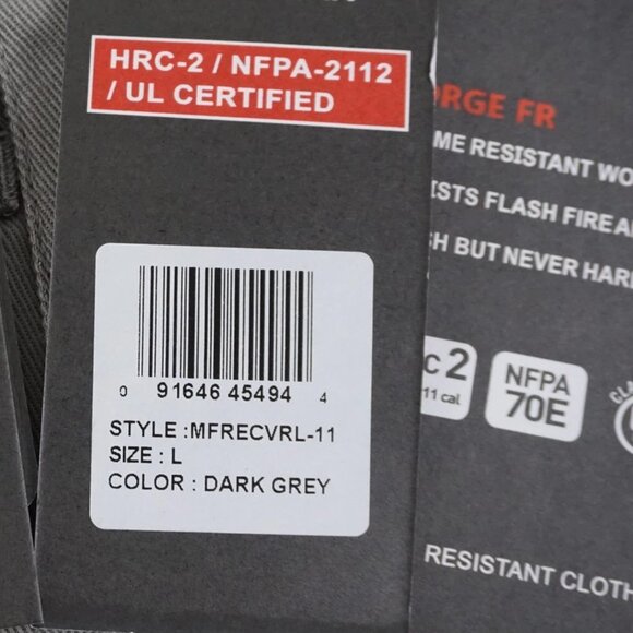 Forge FR Workwear Coverall in Dark Grey/Flame resistant clothing multiple pocket - Picture 9 of 9